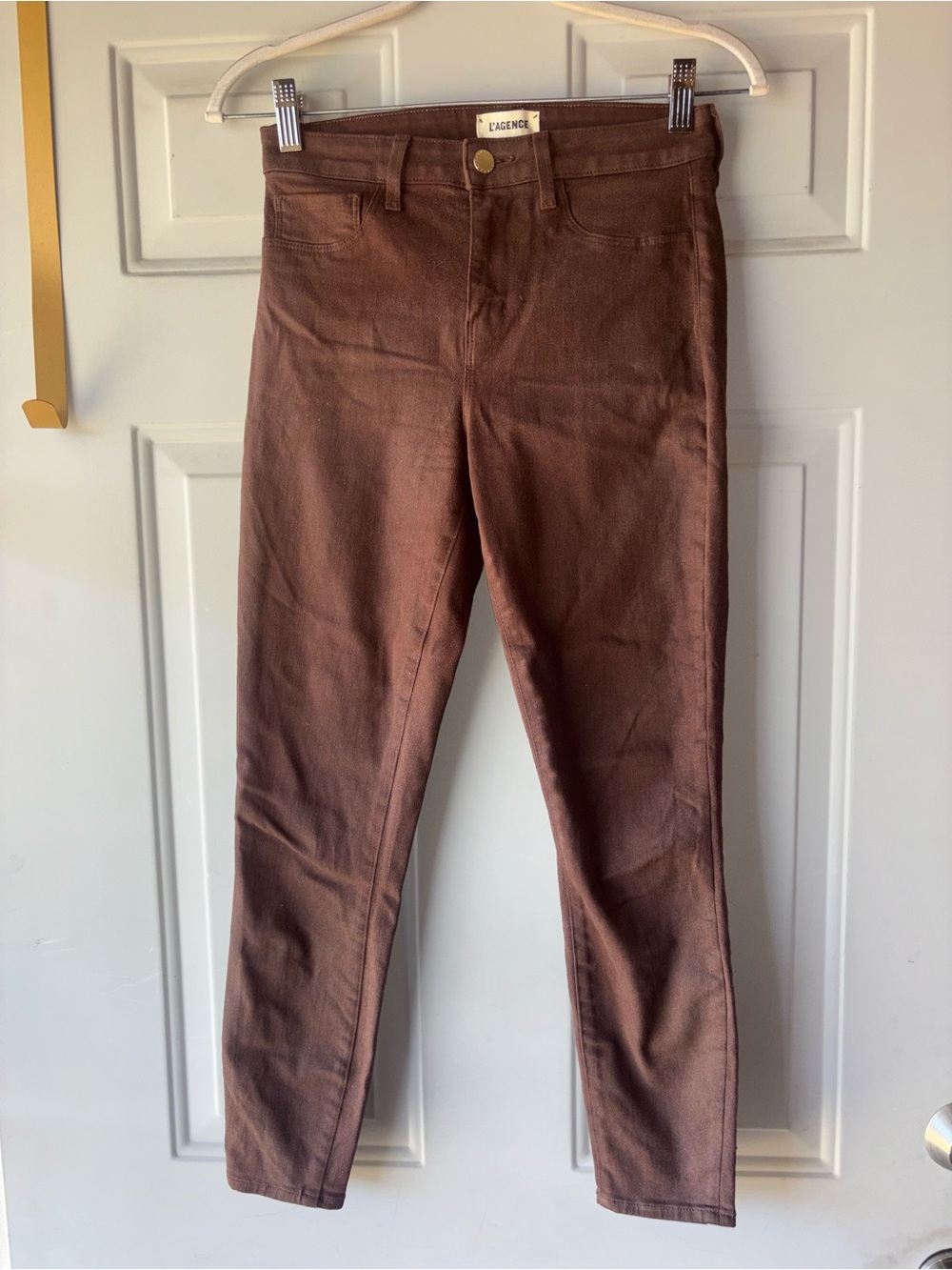 L’Agence brown coated crop jeans size 26